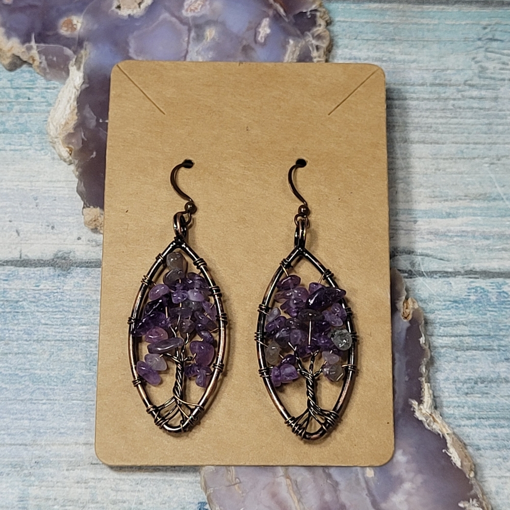 Purple Tree of Life Earrings.